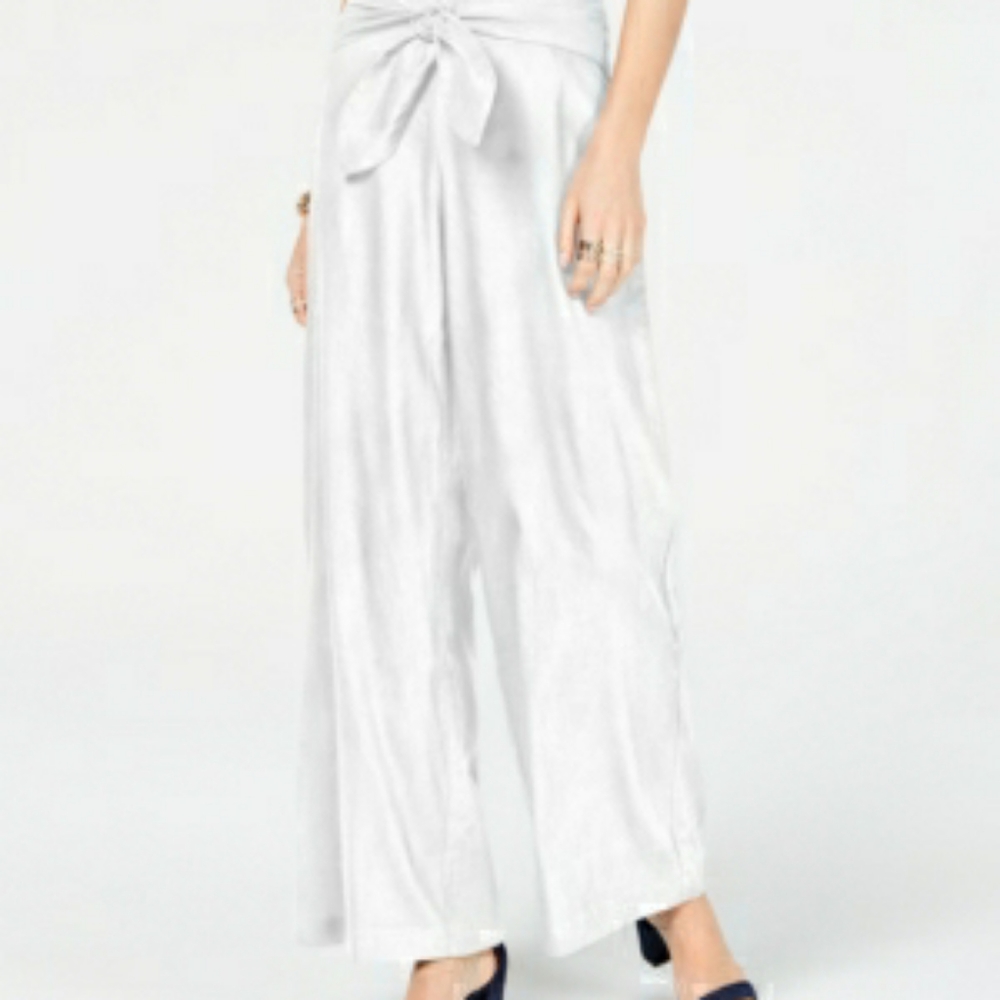 Inc Wide Leg Tie Front Linen Blend Pants